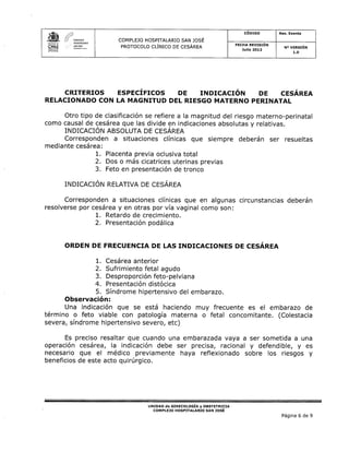 Protocolo clínico de cesárea