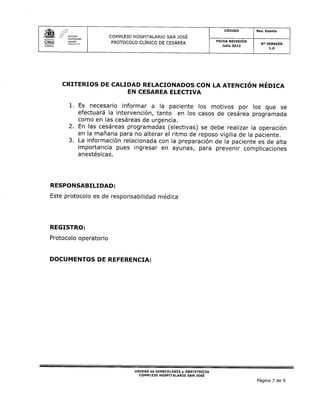 Protocolo clínico de cesárea