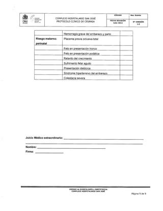 Protocolo clínico de cesárea