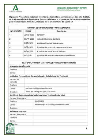 2
CONSEJERÍA DE EDUCACIÓN Y DEPORTE
IES PABLO NERUDA Castilleja de la Cuesta
El presente Protocolo se elabora en virtud de...