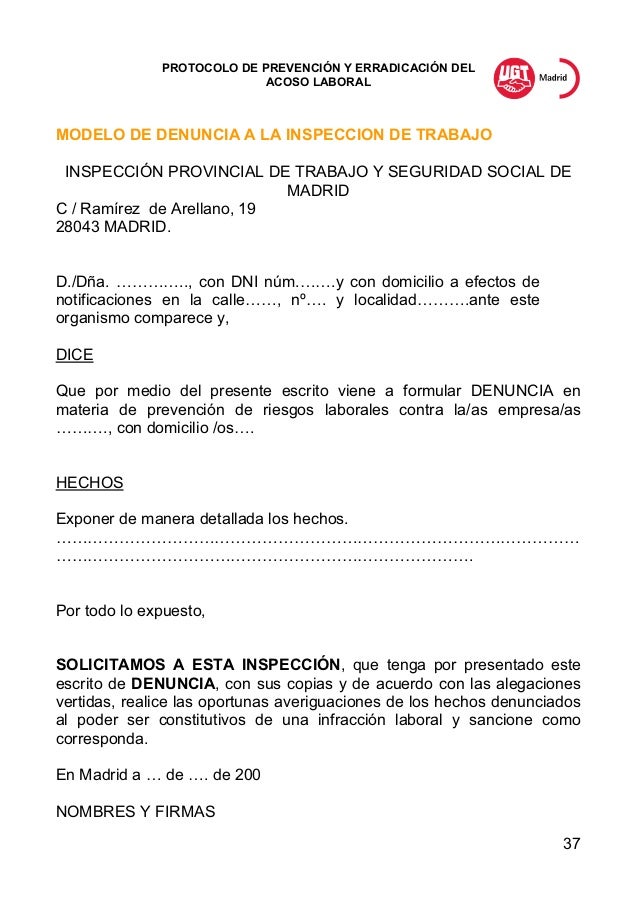 Modelo Carta Acoso Laboral - 2020 idea e inspiración Modelo Carta Acoso Laboral - 2020 idea e inspiración