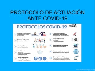 PROTOCOLO DE ACTUACIÓN
ANTE COVID-19
 