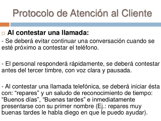 Protocolo de atención a un cliente por teléfono