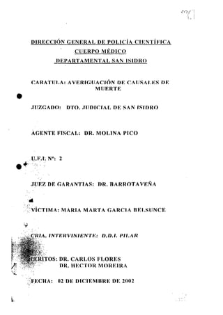 Protocolo de autopsia de María Marta García Belsunce
