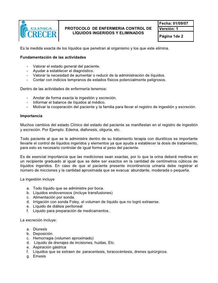 Protocolo De Enfermeria Control De Liquidos Protocolo De Enfermeria Control De Liquidos
