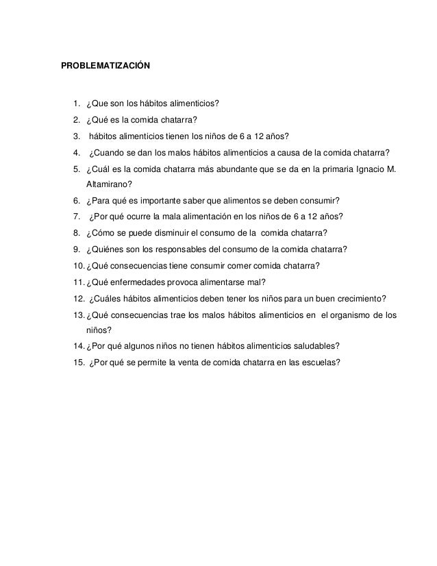 que son preguntas genericas protocolo de habitos alimenticios y consumo de comida chatarra que son preguntas genericas protocolo de habitos alimenticios y consumo de comida chatarra