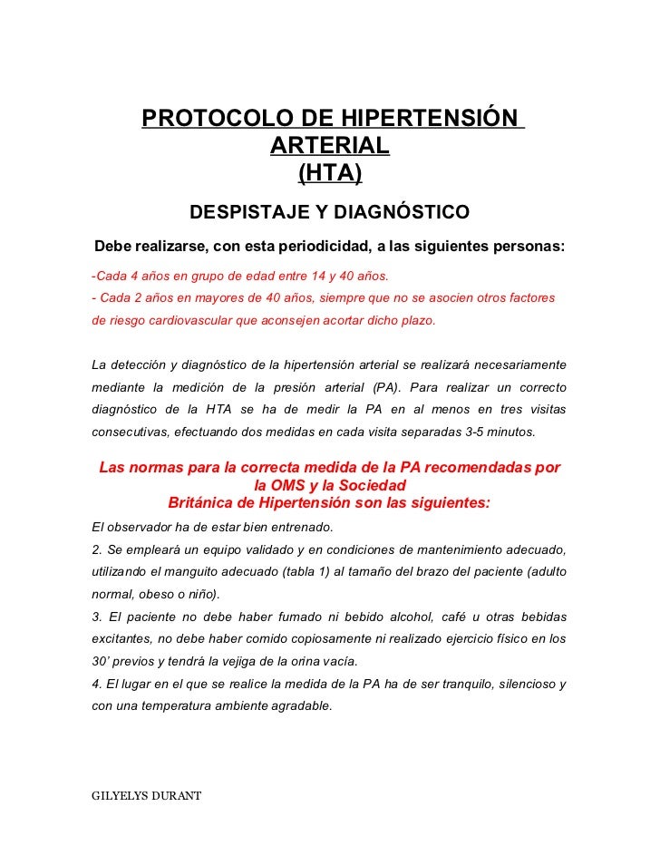 Protocolo de hipertensión arterial Protocolo de hipertensión arterial