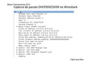 Captura de pacote DHCPDISCOVER no Wireshark
Bóson Treinamentos 2014
Fábio dos Reis
 