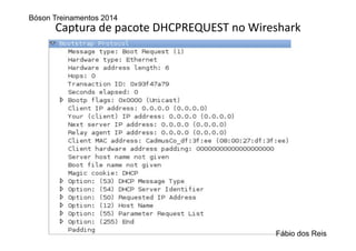 Captura de pacote DHCPREQUEST no Wireshark
Bóson Treinamentos 2014
Fábio dos Reis
 