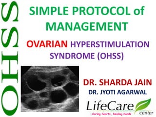 OVARIAN HYPERSTIMULATION
SYNDROME (OHSS)
SIMPLE PROTOCOL of
MANAGEMENT
DR. SHARDA JAIN
DR. JYOTI AGARWAL
…Caring hearts, healing hands
 