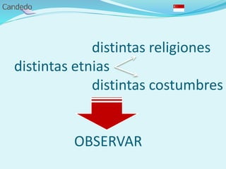 distintas religiones
distintas etnias
distintas costumbres
OBSERVAR
 