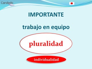 IMPORTANTE
trabajo en equipo
pluralidad
individualidad
 