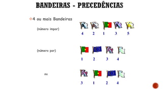 1 2 3 4
4 ou mais Bandeiras
4 2 1 3 5
(número par)
(número impar)
3 1 2 4
ou
 