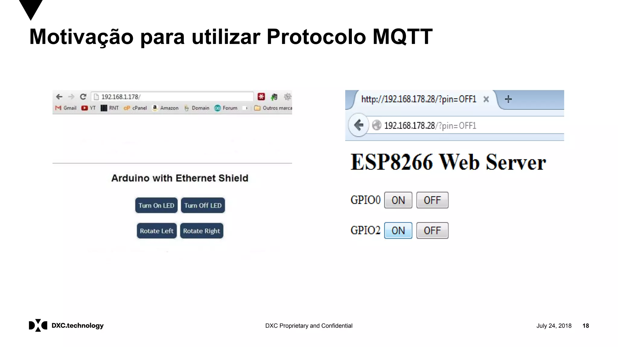 July 24, 2018 18DXC Proprietary and Confidential
Motivação para utilizar Protocolo MQTT
 