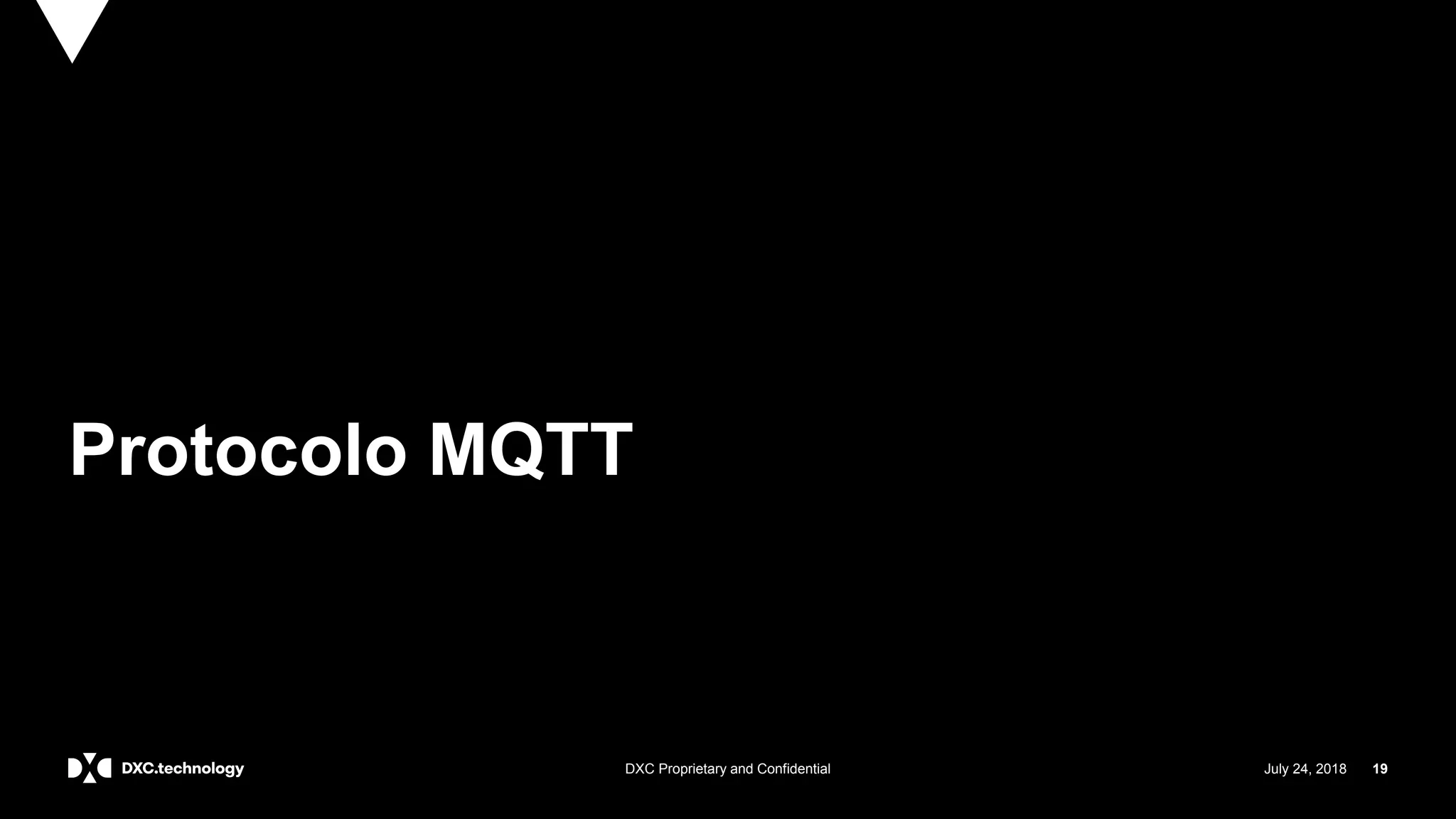 July 24, 2018 19DXC Proprietary and Confidential
Protocolo MQTT
 
