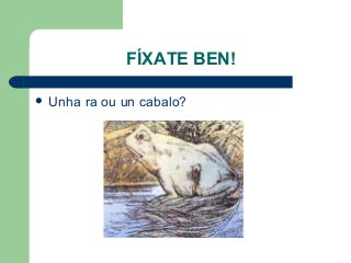 FÍXATE BEN!
 Unha ra ou un cabalo?
 