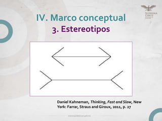 Daniel Kahneman, Thinking, Fast and Slow, New
York: Farrar, Straus and Giroux, 2011, p. 27
IV. Marco conceptual
3. Estereotipos
 