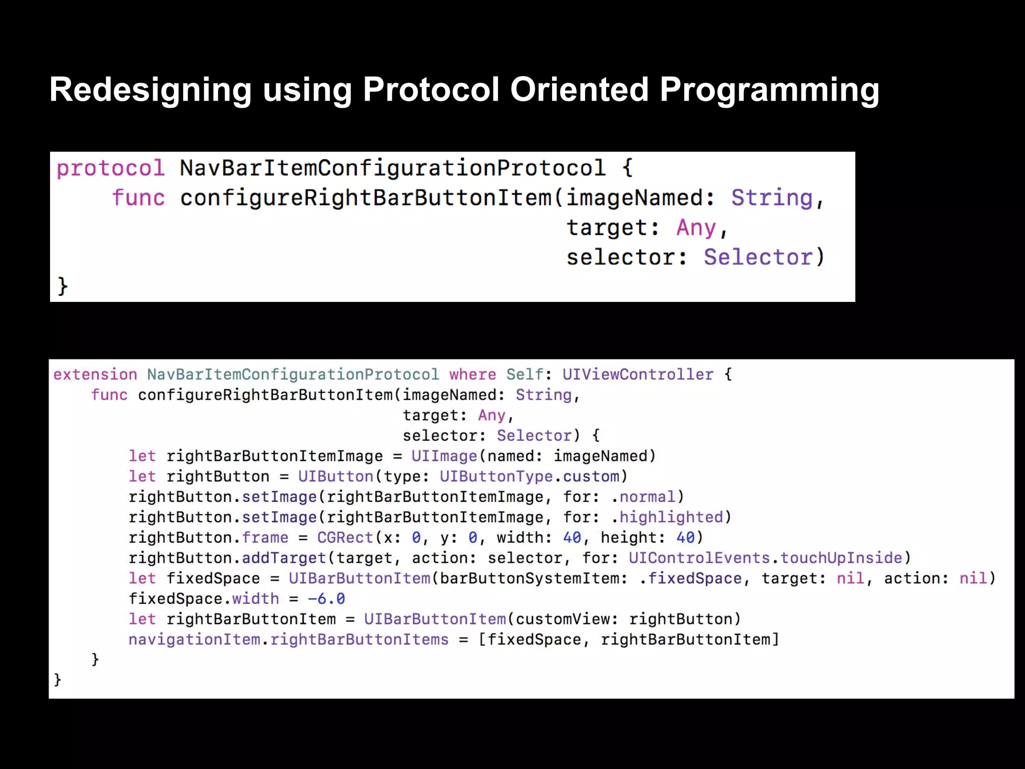 Redesigning using Protocol Oriented Programming
 