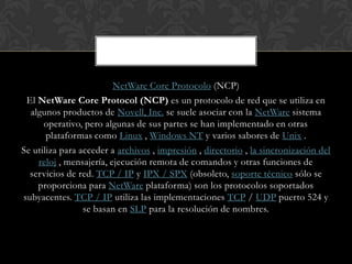 Netware Core Protocol Packet Structure Protocolos de cada capa del modelo osi | PPTX