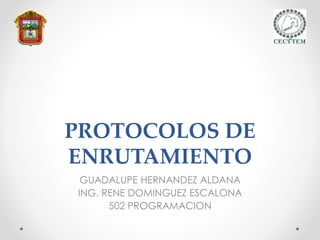 PROTOCOLOS DE
ENRUTAMIENTO
GUADALUPE HERNANDEZ ALDANA
ING. RENE DOMINGUEZ ESCALONA
502 PROGRAMACION
 
