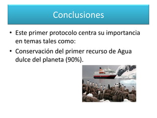 Principales ConflictosEl principal conflicto que existe entre los países reclamantes de soberanía, es que Inglaterra, Chile y Argentina reclaman casi el mismo sector, para desarrollar investigación.Por otra parte, Francia, Nueva Zelanda, Australia y Noruega, se reconocen derechos entre sí para sus investigaciones.  