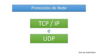 Protocolos de Rede

TCP / IP
e

UDP
Prof. Esp. André Nobre

 