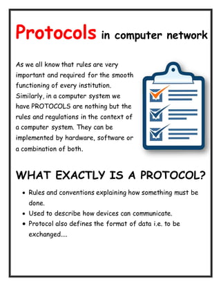 Protocols in computer network | DOCX | Computer Networking | Computing