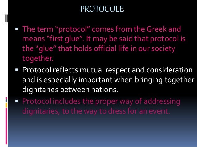 Protocols of event management