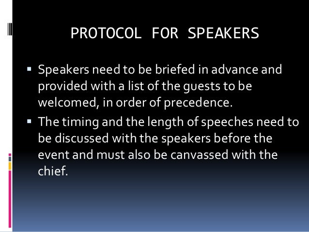 Protocols of event management