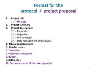 Protocol writing in clinical research kamal | PPTX