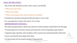 Protocol Writing in Clinical Research | PPTX