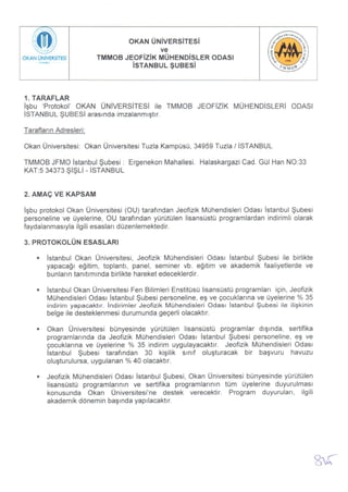 JFMO İstanbul Şubesi ile OKAN Üniversitesi Arasında İmzalanan Protokol
