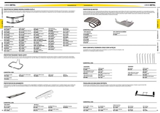 LINHA METAL                                                                                                                                    www.protork.com      www.protork.com                                                                                                                         LINHA METAL

                  PROTETOR DE PERNAS MODELO BARRA DUPLA                                                                                                                               PROTETOR DE MOTOR




                                                                                                                                                                                                                                                                                                                                                       LINHA CAPACETES
LINHA CAPACETES




                  Modelo com design diferenciado, onde é confeccionado com dois tubos paralelos horizontalmente e levemente inclinados para trás nas pontas, visa proteger a          Protetor do Motor Pro Tork, é desenvolvido para oferecer mais segurança para a parte inferior do motor contra quebras, que podem ser ocasionadas por pedras
                  parte frontal do motor contra quedas ou colisões. Produzido com aço tubular de alta resistência, e disponível nas cores cromado e preto (pintura eletrostática).	   que são arremessadas pela roda dianteira da motocicleta. Disponível na versão aço tubular com seções vazadas e em alumínio escovado, que é característico das
                  			                                                                                                                                                                 motos off road e tem sua resistência e preferência aprovado por muitos usuários, não possui seções vazadas, exceto para o parafuso do cárter de óleo. 	
                                                                                                                                                                                      Disponível nas cores prata e preto (pintura eletrostática) e alumínio escovado.				
LINHA METAL




                                                                                                                                                                                                                                                                                                                                                       LINHA METAL
                  COMPATÍVEL COM:
                   CB-300 R Cromado                 FAZER-250 Preto                  TITAN-150 05>08 Cromado          TITAN-2000 Preto                  XRE-300 Preto
                   PR-154HC                         PR-110YP                         PR-99HC                          FAN-125 05>08 Preto               PR-151HP                      COMPATÍVEL COM:
                                                                                                                      PR-98HP
LINHA PLÁSTICA




                                                                                                                                                                                                                                                                                                                                                       LINHA PLÁSTICA
                   CB-300 R Preto                   NXR-125/150 BROS 05>08 Crom.     TITAN-150 05>08 Preto                                              XTZ-125 Cromado
                   PR-154HP                         PR-101HC                         PR-99HP                          XR-250 TORNADO Cromado            PR-112YC                      TIPO GRELHA                                                        EM CHAPA DE ALUMÍNIO
                   CBX-200 STRADA Cromado           NXR-125/150 BROS 05>08 Preto     TITAN-150 SPORT Cromado          PR-107HC                          XTZ-125 Preto                 XR-250 TORNADO Prata                                               XRE-300 Alumínio
                   PR-103HC                         PR-101HP                         PR-109HC                         XR-250 TORNADO Preto              PR-112YP                      PT-02HPR                                                           PT-06H
                   CBX-200 STRADA Preto             NXR-150 BROS 09 Cromado          TITAN-150 SPORT Preto            PR-107HP                          YBR Cromado                   XR-250 TORNADO Preto
                   PR-103HP                         PR-148HC                         PR-109HP                         XLR-125 Cromado                   PR-100YC                      PT-02HP
                   CBX-250 TWISTER Cromado          NXR-150 BROS 09 Preto            TITAN-150 2009 Cromado           PR-102HC                          YBR Preto                     XTZ-125 Prata
                   PR-106HC                         PR-148HP                         FAN-125 2009 Cromado             XLR-125 Preto                     PR-100YP                      PT-01YPR
                   CBX-250 TWISTER Preto            INTRUDER Cromado                 FAN-150 2010 Cromado             PR-102HP                          YBR-125 FACTOR Cromado        XTZ-125 Preto
                   PR-106HP                         PR-120SC                         PR-125HC                         XR-200 Cromado                    PR-119YC                      PT-01YP
LINHA PRO TORK




                                                                                                                                                                                                                                                                                                                                                       LINHA PRO TORK
                   CG/TODAY/TIAN Cromado            INTRUDER Preto                   TITAN-150 2009 Preto             PR-105HC                          YBR-125 FACTOR Preto
                   PR-97HC                          PR-120SP                         FAN-125 2009 Preto               XR-200 Preto                      PR-119YP
                   CG/TODAY/TIAN Preto              SPEED-150 Cromado                FAN-150 2010 Preto               PR-105HP
                   PR-97HP                          PR-113DC                         PR-125HP                         XRE-300 Cromado                                                 RAIO COM NIPLE CROMADO JOGO COM 36 PEÇAS
                   FAZER-250 Cromado                SPEED-150 Preto                  TITAN-2000 Cromado               PR-151HC                                                        Compatível com os modelos originais das montadoras, os raios Pro Tork são cromados e são
                   PR-110YC                         PR-113DP                         FAN-125 05>08 Cromado                                                                            oferecidos em embalagem plástica resistente.
                                                                                     PR-98HC

                  PROTETOR TRASEIRO “MATA GATO”
                  Produto característicos dos anos 70 e 80, onde possui funções de segurança muito importantes nos dias atuais, próximo a suspensão traseira das motocicletas
                  oferecendo mais segurança para as pernas do passageiros em caso de colisões ou tombamento. Disponível nas opções cromado ou preto (pintura eletrostática).	
                  			


                                                                                                                                                                                      COMPATÍVEL COM:


                                                                                                                                                                                      DIANTEIRO                                                                                           TRASEIRO
                                                                                                                                                                                      XRE-300 Alumínio                 TITAN Cromado                                                      BIZ Cromado                      TITAN Cromado
                                                                                                                                                                                      PT-06H                           RA-06H                                                             RA-01H                           RA-03H
                                                                                                                                                                                      TITAN-2000 KS/KSE Cromado        YBR Cromado                                                                                         YBR Cromado
                  COMPATÍVEL COM:                                                                                                                                                     TITAN-150 KS/ES Cromado          RA-16Y                                                             TITAN-2000 KS-KSE Cromado        RA-04Y
                                                                                                                                                                                      RA-07H                           XL-125 (18x225/18x235) Crom.                                       TITAN-150 KS-ES Cromado          XL-125 Cromado
                   CB-400/450 Cromado               TITAN-125 fan 05>08 Cromado      TITAN-KS/ES 2000 Cromado         YBR Cromado                       YBR Preto                     TITAN-2000 ES Cromado            RA-13H                                                             RA-02H                           RA-09H
                   PR-10HC                          PR-84HC                          PR-48HC                          PR-61YC                           PR-61YP                       TITAN-150 ESD Cromado            NX-150 Cromado                                                                                      NX-150/200 XR-200 Cromado
                   CG-79>99 Cromado                                                                                                                                                   RA-08H                           RA-15H                                                                                              RA-10H
                   PR-09HC


                  PROTETOR DE ESCAPAMENTO                                                                                                                                             PEDALEIRA DE DESCANSO RETRÁTIL
                  Confeccionado em chapas de aço polida que proporcionam originalidade e qualidade na instalação, pois é compatível com o modelo original e para modelos de           Acessório que é destinado a oferecer mais conforto para os motociclistas que realizam viagem de longa duração, é fixado na parte frontal infe-
                  motocicletas que não vêm com este acessório de fábrica, a Pro Tork oferece o modelo em Tela, que oferece proteção contra queimaduras. Disponível na opção           rior do chassis da motocicleta, possui pedaleiras retráteis e disponível na opção preto (pintura eletrostática).				
                  cromado.				




                                                                                                                                                                                      COMPATÍVEL COM:
                  COMPATÍVEL COM:
                   EM CHAPA                                                           EM TELA                                                                                                                                                           TITAN-00>04 Preto
                   BIZ-125 Cromado                                                   CBX-250 TWISTER Cromado          CG/TODAY/TITAN Crom.              TITAN/FAN 05 Cromado          CG-125 / TITAN > 99 Preto        NX-150/200 Preto                 FAN-05>08 Preto                   XLR-125 Preto                    XTZ-125 Preto
                   PR-121HC                                                          PR-76H                           PR-26H                            PR-85HC                       SU-125H                          SU-127H                          SU-129H                           SU-131H                          SU-133Y
       TITAN-150 / FAN-125                                                           CBX-200 STRADA Cromado           TITAN-ES/KS 2000 Cromado                                        CBX-200 STRADA Preto             NXR-125/150 BROS Preto           TITAN-150 05>08 Preto             XR-200 Preto                     YBR Preto
    44 PR-116HC                                                                      PR-57H                           PR-44H                                                          SU-126H                          SU-128H                          SU-130H                           SU-132H                          SU-134Y                     45
 