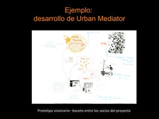 Prototipos de trabajo– bocetos para el grupo de diseño
Ejemplo:
desarrollo de Urban Mediator
 