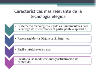 Características mas relevante de la
tecnología elegida
 