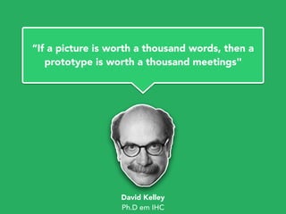 “If a picture is worth a thousand words, then a
prototype is worth a thousand meetings"
David Kelley
Ph.D em IHC
 