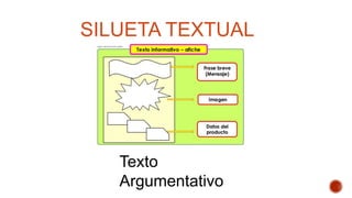 SILUETA TEXTUAL
Texto
Argumentativo
 