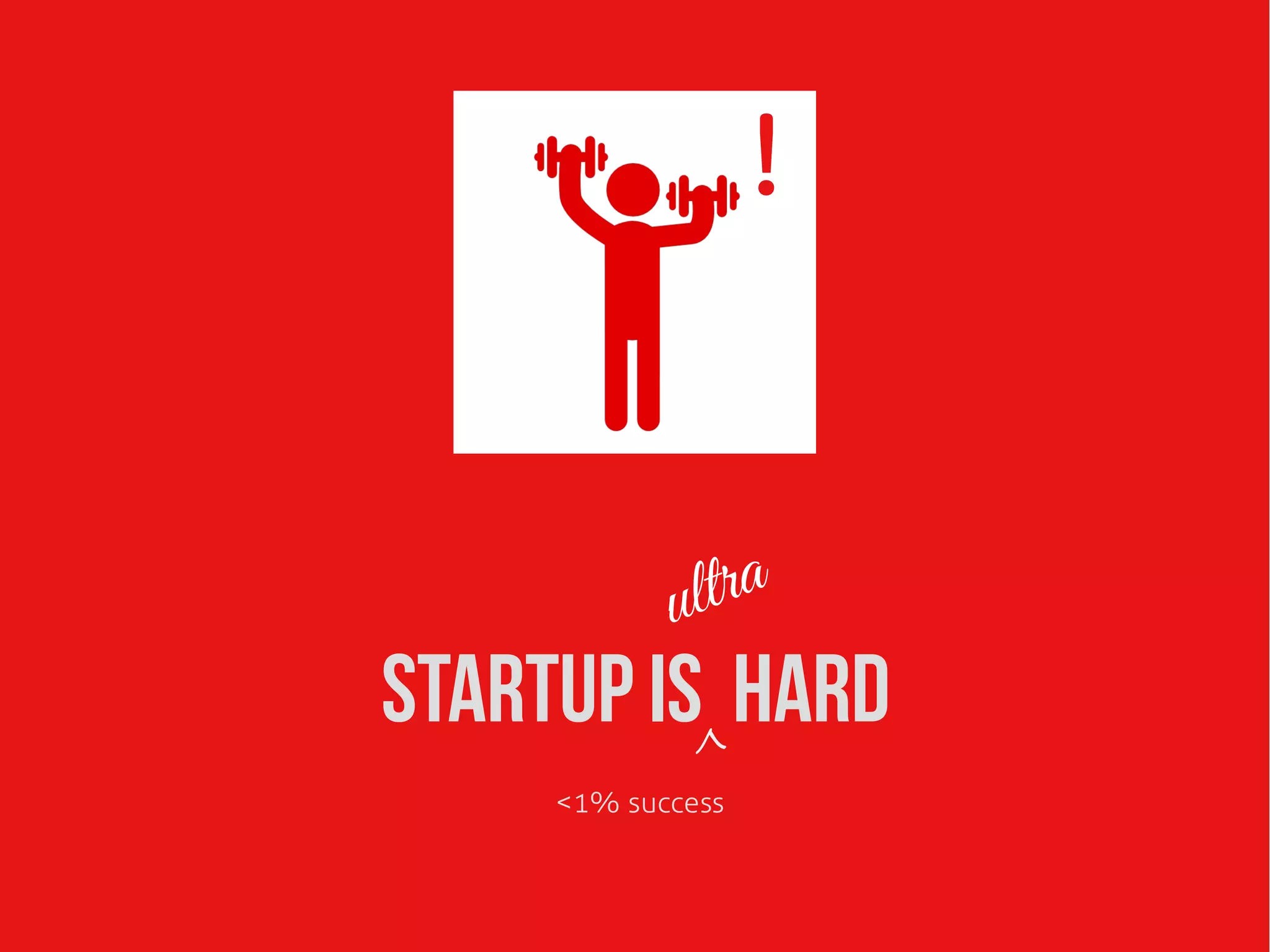 Startup is Hard
!
ultra
^<1% success
 