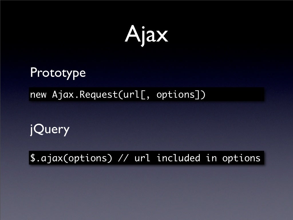 Ajax Prototype new Ajax.Request(url[, options])