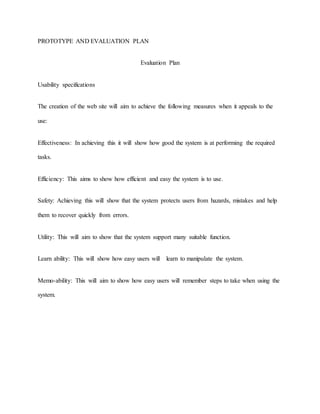 HCI - PROTOTYPE & EVALUATION PLAN | DOCX