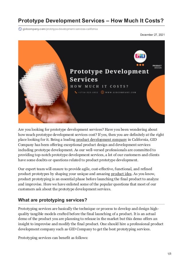 Prototype Development Services How Much It Costs?