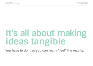 It’s all about making
ideas tangible
You have to do it so you can really “feel” the results.
With Company
Strategic Design Consultancy
www.with-company.com
all rights reserved
 