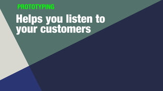 Helps you understand
what the customer is
trying to do
PROTOTYPING
 