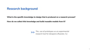 Research background
What is the specific knowledge to design that is produced on a research process?
How do we collect thi...