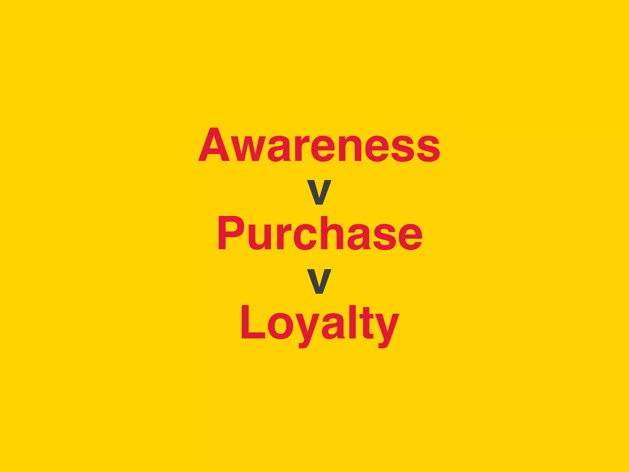 TBWA!




        Awareness 
             v 
         Purchase 
             v 
          Loyalty!
 