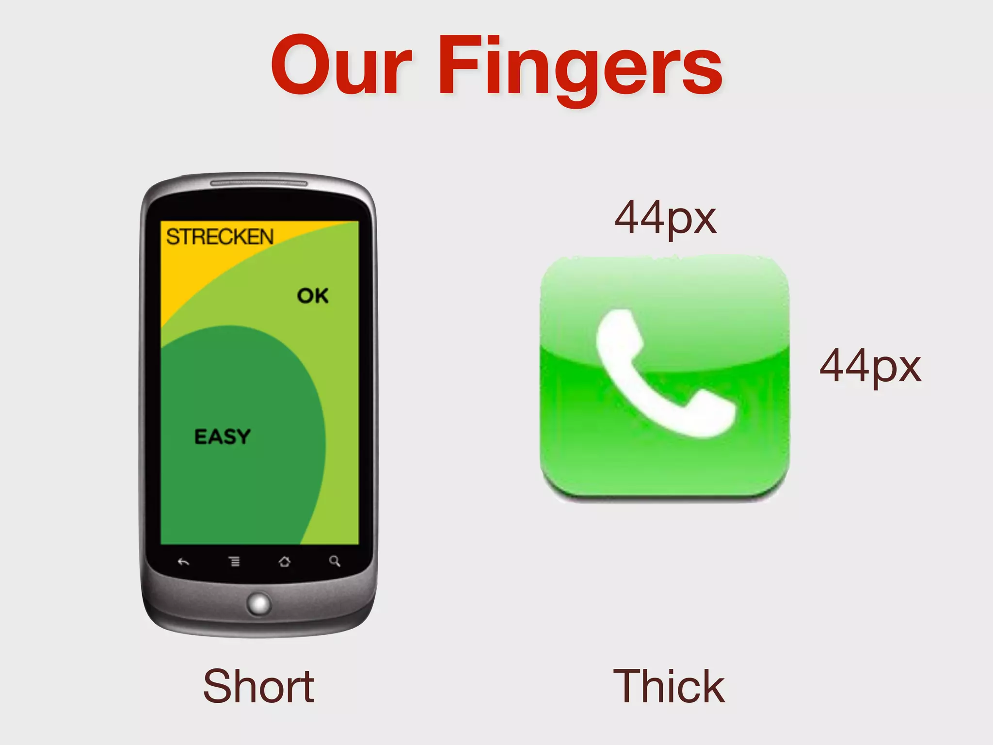 Our Fingers
          44px


                  44px




Short     Thick
 