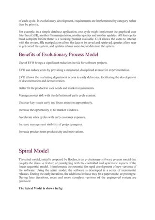 Prototyping model, Evolution and spiral models.pdf