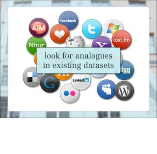 look for analogues
in existing datasets
 