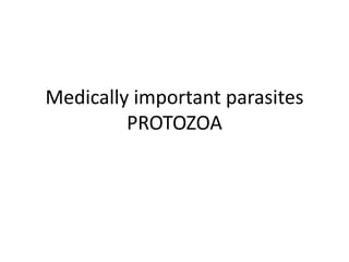Medically important parasites
PROTOZOA
 