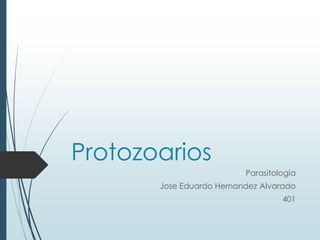 Protozoarios
Parasitología
Jose Eduardo Hernandez Alvarado
401

 